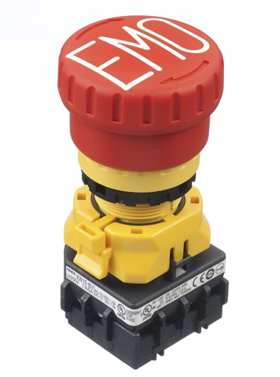 Idec XW1E Series Twist Release Emergency Stop Push Button, Panel Mount, 22 mm Cutout, 1 NO/3 NC, IP65