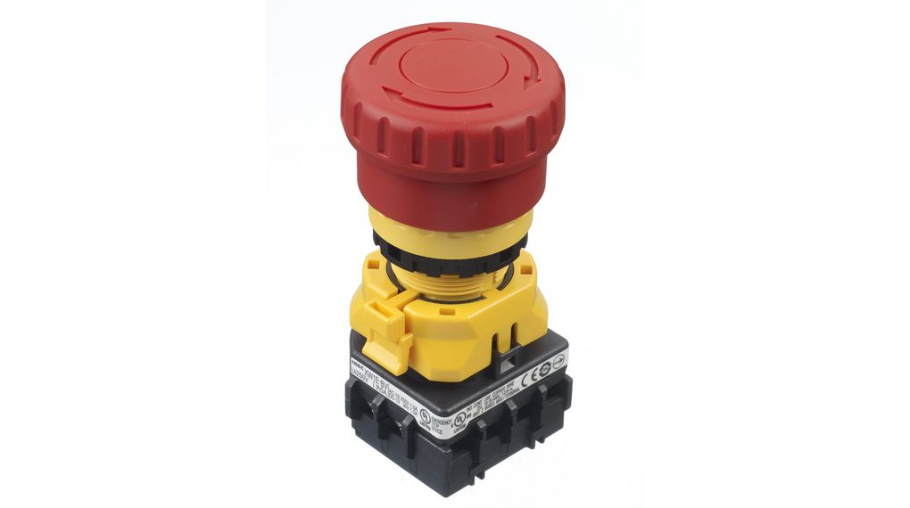 Idec XW Series Pull to Reset Emergency Stop Push Button, Panel Mount, 22 mm Cutout, 1 NO/3 NC, IP65