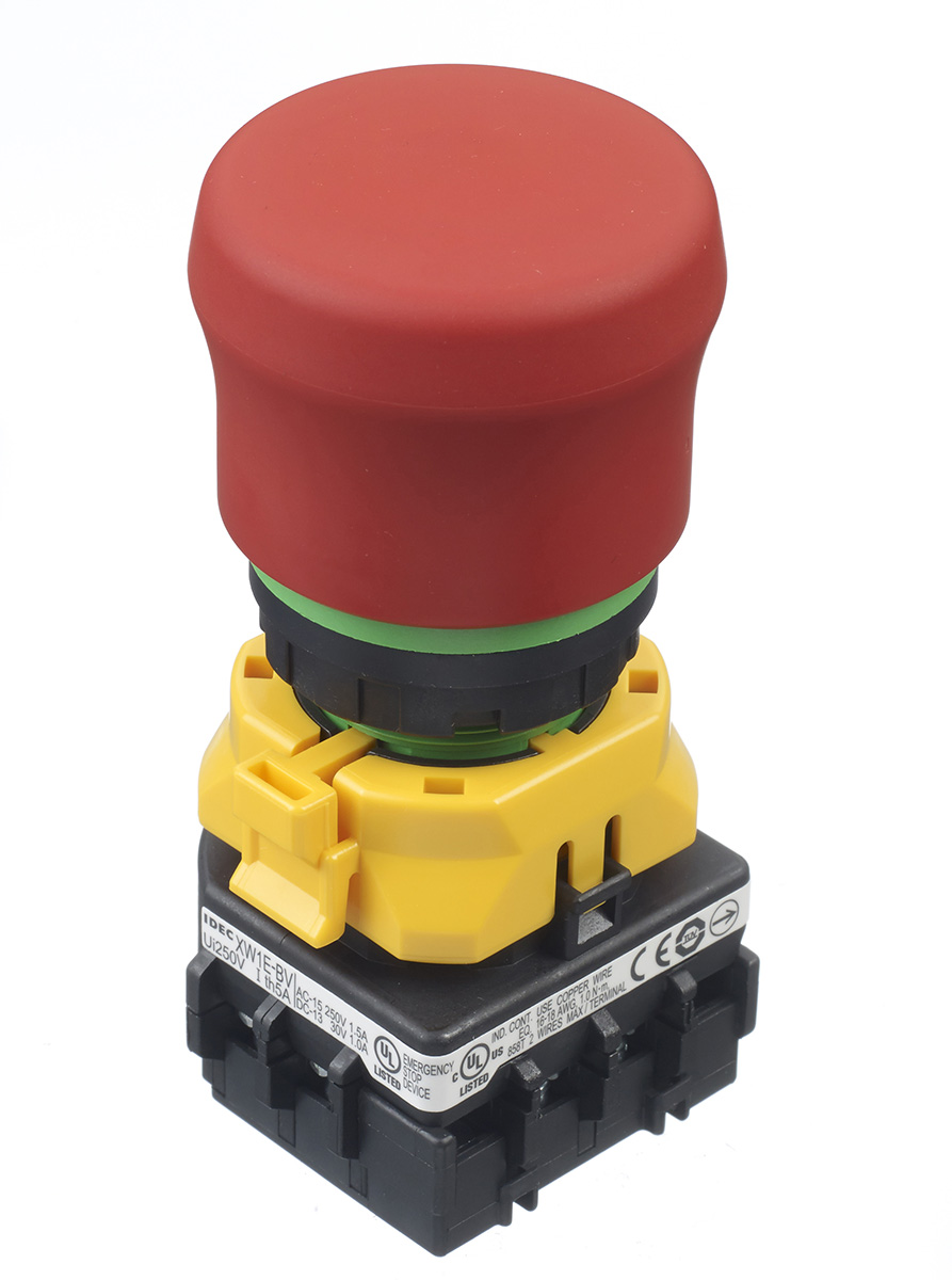 Idec XW1E Series Emergency Stop Push Button, Panel Mount, 22 mm Cutout, 4PST, IP65