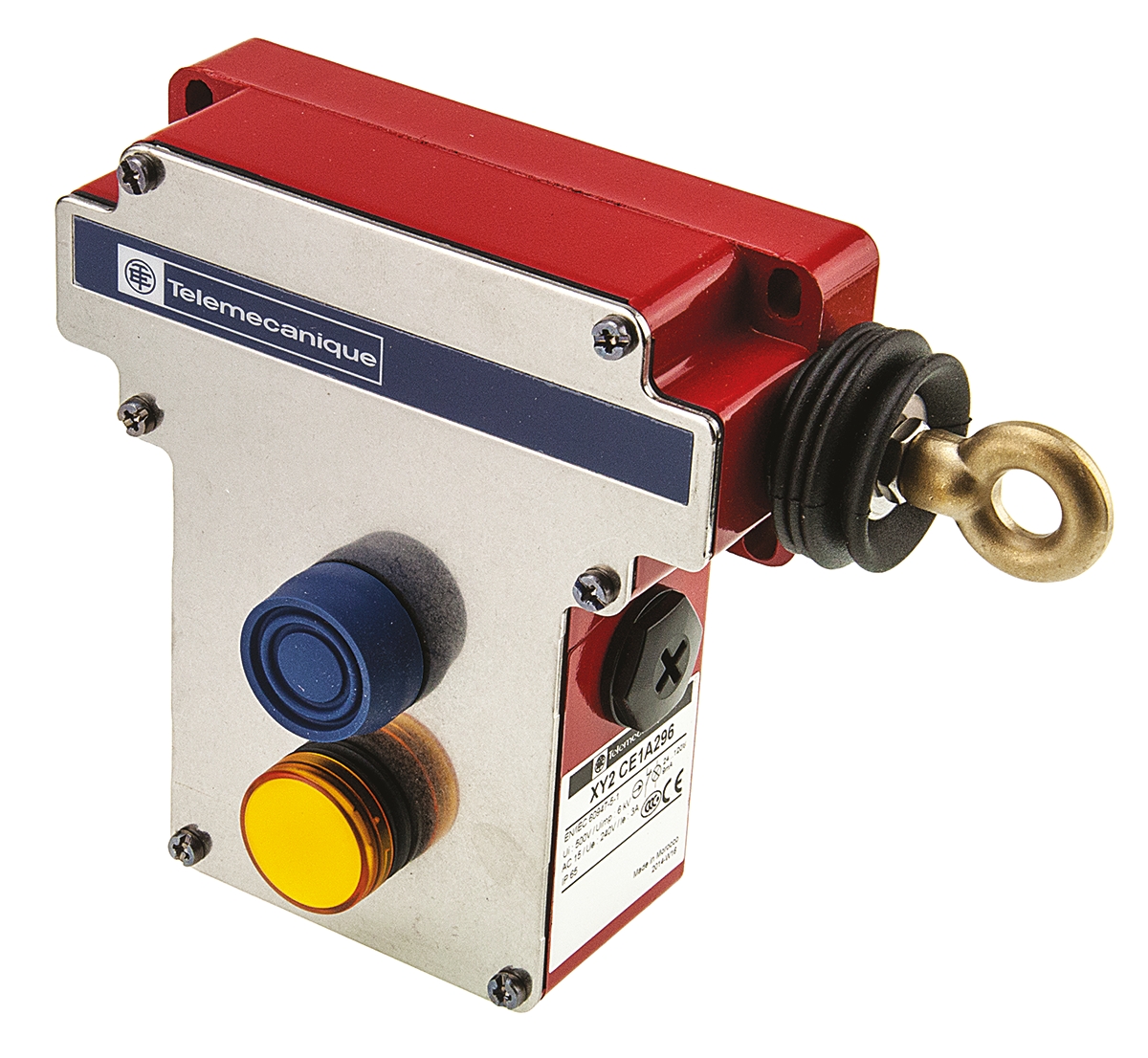 Telemecanique Sensors XY2CE Rope Pull Switch 142 mm, Right Side, 2 NO/2 NC
