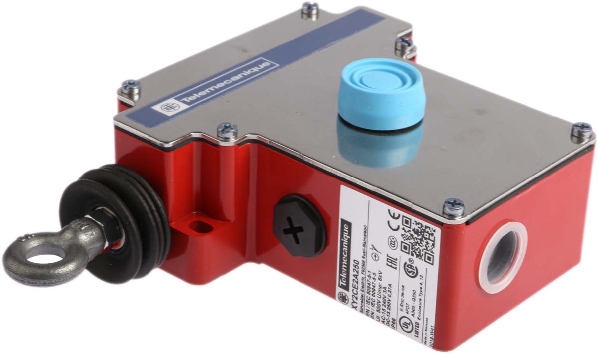 xy2ce2a250 Telemecanique Sensors XY2-CE Rope Pull Switch 142 mm, Left Side, 1 NO/1 NC
