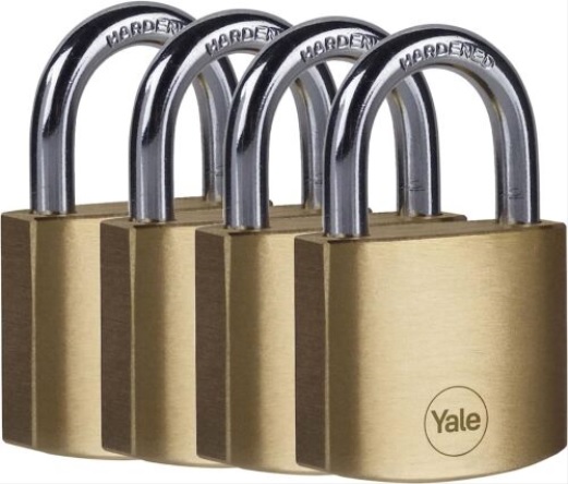 y110b401224 Yale1 Padlock Brass Padlock, 6.3 mm Shackle, 40 mm Body