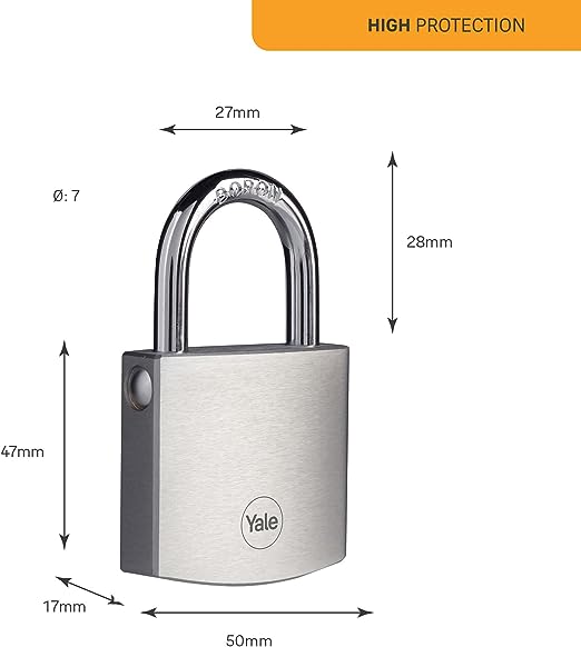 y120b501271 Yale1 Padlock Brass Padlock, 7 mm Shackle, 50 mm Body