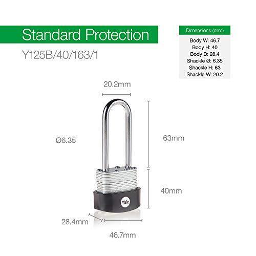 y125b401631 Yale1 Padlock Steel, Brass Steel Padlock, 6 mm Shackle, 47 mm Body