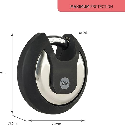 y130b701161 Yale1 Padlock Stainless Steel Padlock Weatherproof, 9.5 mm Shackle