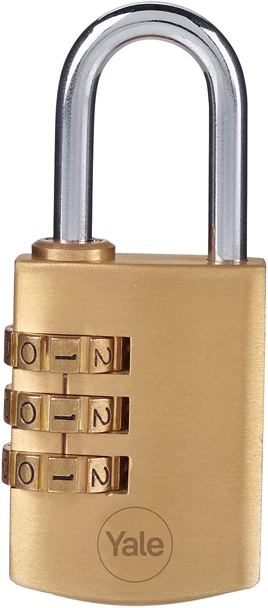 y150b301251 Yale1 Combination Padlock Brass Combination Padlock, 5 mm Shackle, 32 mm Body