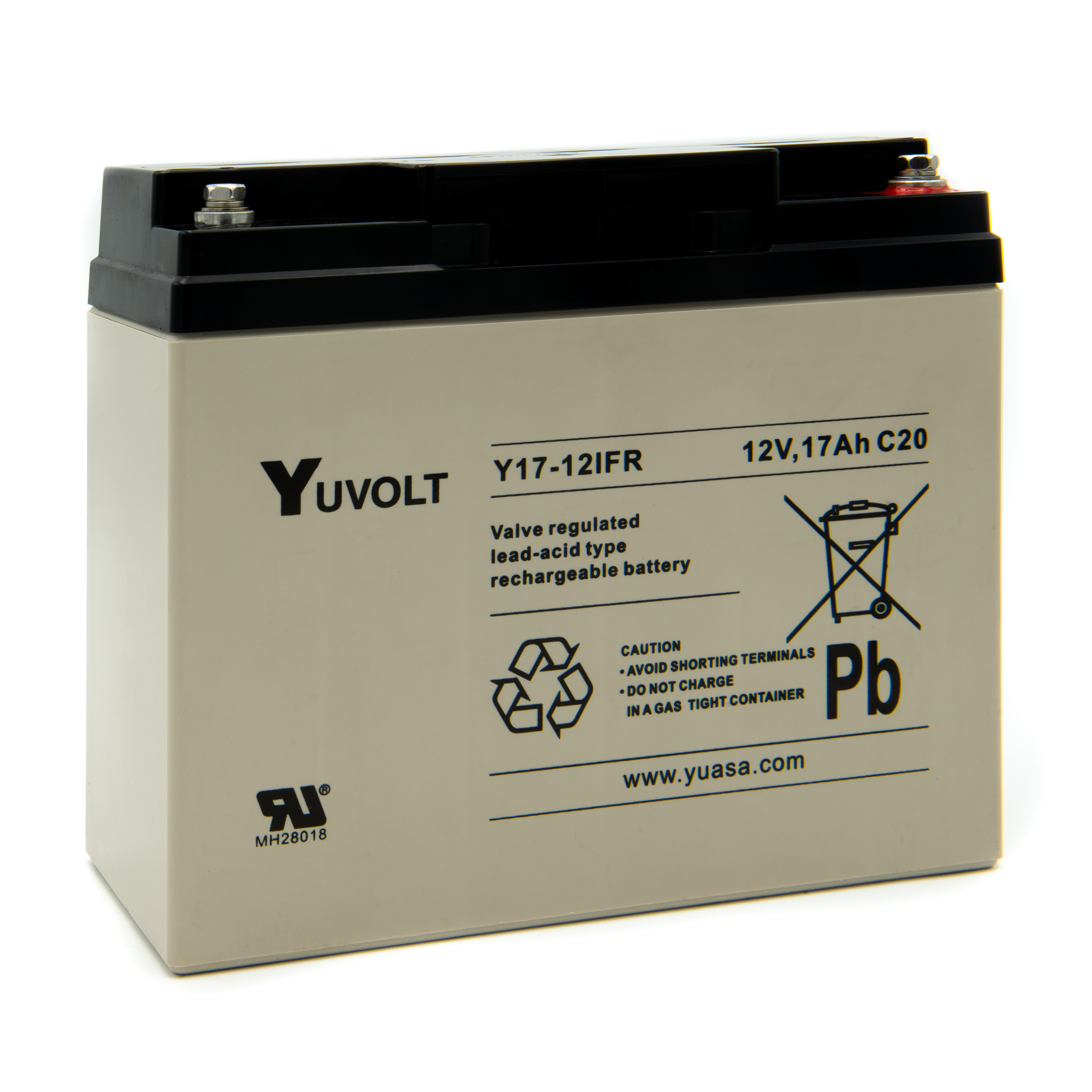 Yuasa 12 V, M5 Insert Terminal Sealed Lead Acid Battery, 17 Ah, 77mm x 167.5 mm