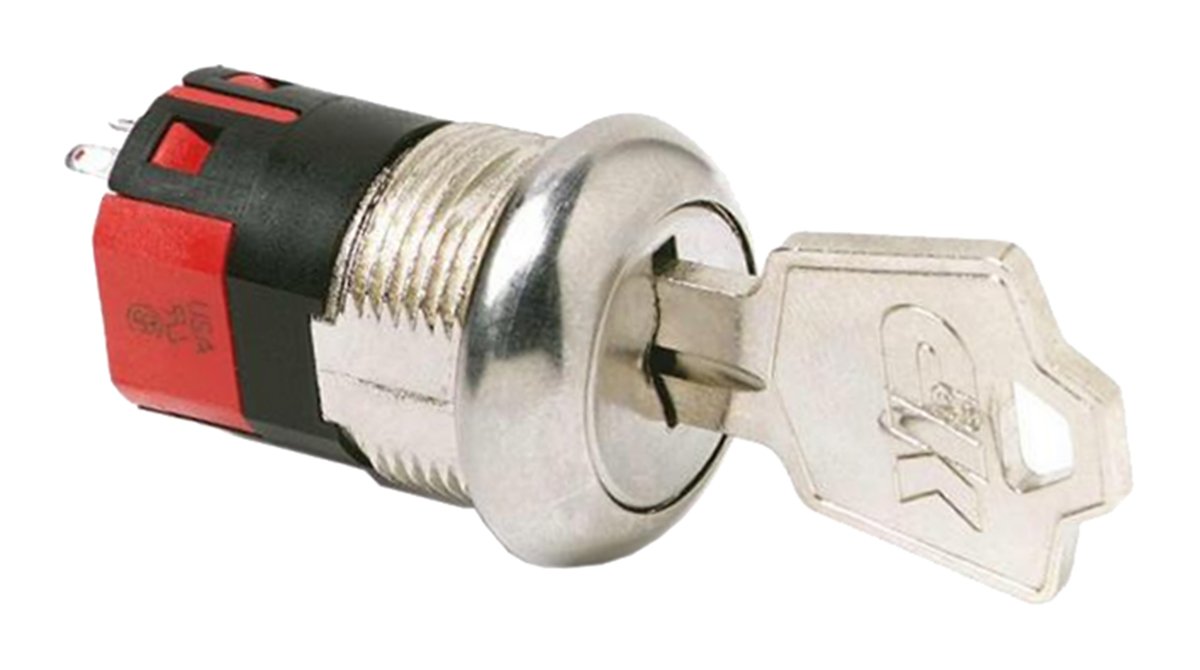 C & K Key Switch, SPST, 4A 3-Way Flat-Key