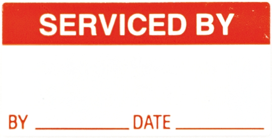 Brady Adhesive Pre-Printed Adhesive Label-SERVICED BY-. Quantity: 120 Per Pack