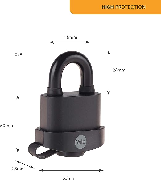 y220b511183 Yale1 Padlock Padlock Weatherproof, 9 mm Shackle, 53 mm Body