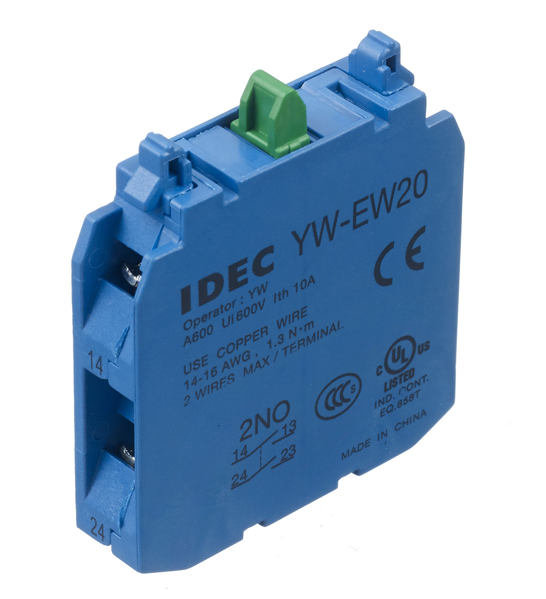 Idec CW Series Contact Block, 380V, 2 NO