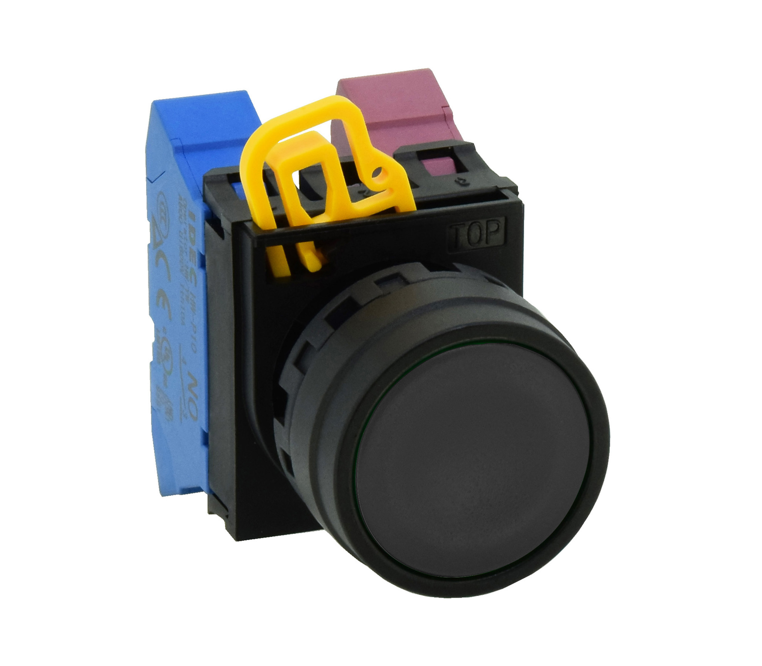 Idec YW1B Series Black Maintained Push Button Head, 22 mm Cutout, IP67, IP69K