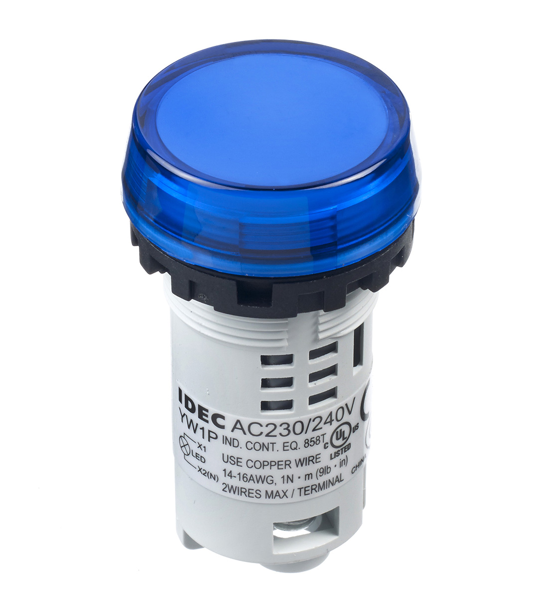Idec, IDEC YW, Panel Mount Blue LED Pilot Light, 22 mm Cutout, IP65, Round, 230V ac, 240 V ac