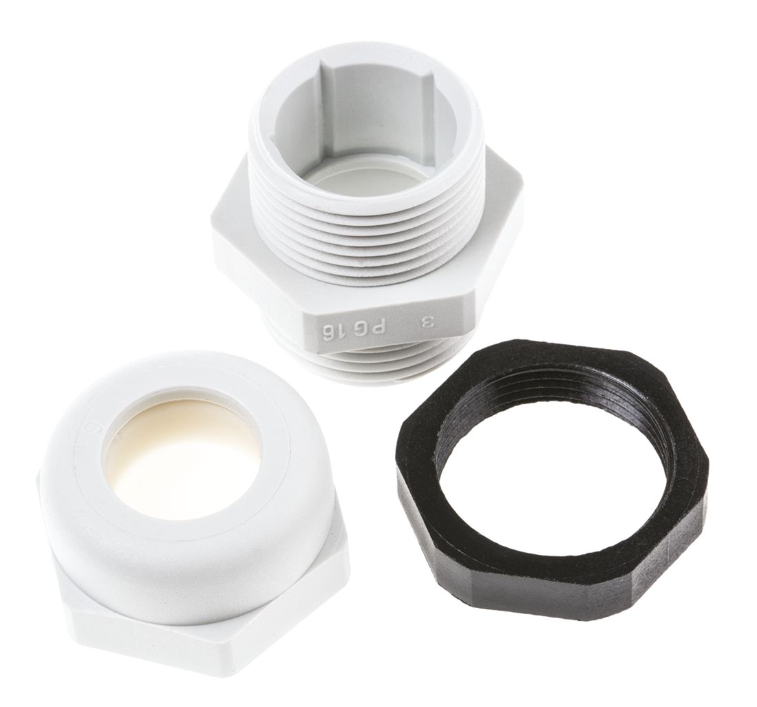 z6101600r SIB WADI-TEC Series Grey Polyamide 6 Cable Gland, PG16 Thread, 9 mm min., 14 mm max., IP68