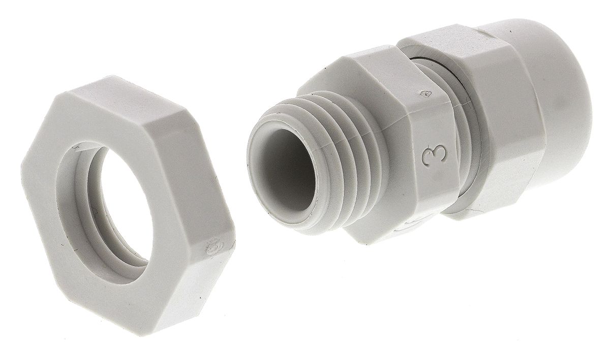 SIB WADI-TEC Series Grey Polyamide 6 Cable Gland, M12 Thread, 3 mm min., 6 mm max., IP68