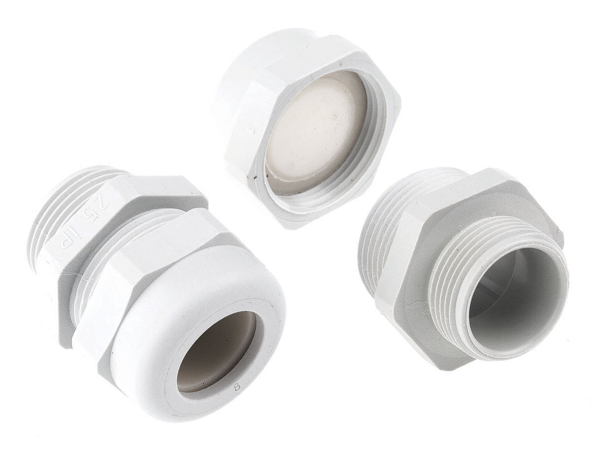 SIB WADI-TEC Series Grey Polyamide 6 Cable Gland, M25 Thread, 11.5 mm min., 18 mm max., IP68