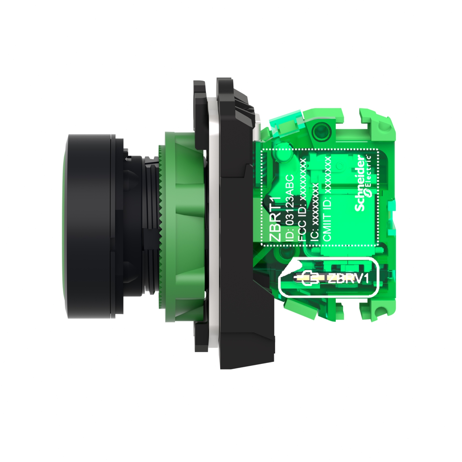 zb5rta3 Schneider Electric Harmony Series Illuminated Radio Control Switch, 22 mm Cutout, Green LED, IP66, IP67, IP69K