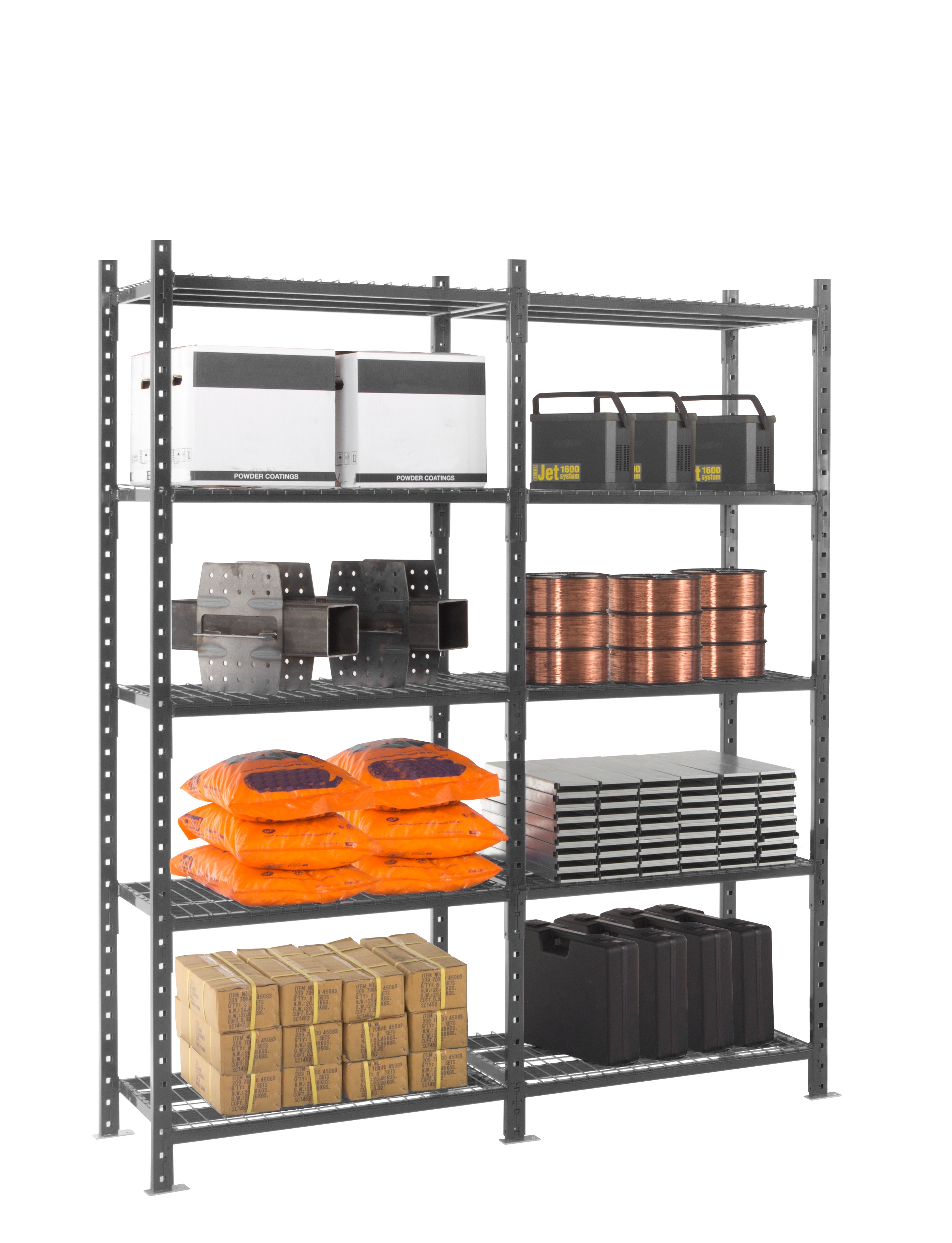 zbgriind2012104d1 Manorga Blue Sheet Steel Galvanised Shelving System, 2500 kg Load