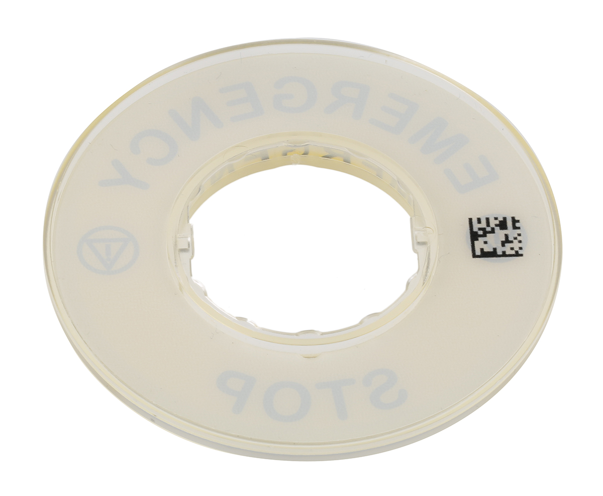 zby9320 Schneider Electric 3D Marked Legend Plate for Use with Emergency Stop Mushroom Head Push Button