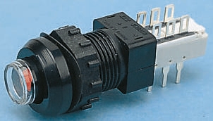 C & K Push Button Switch, Panel, 14 mm Cutout 250 V ac