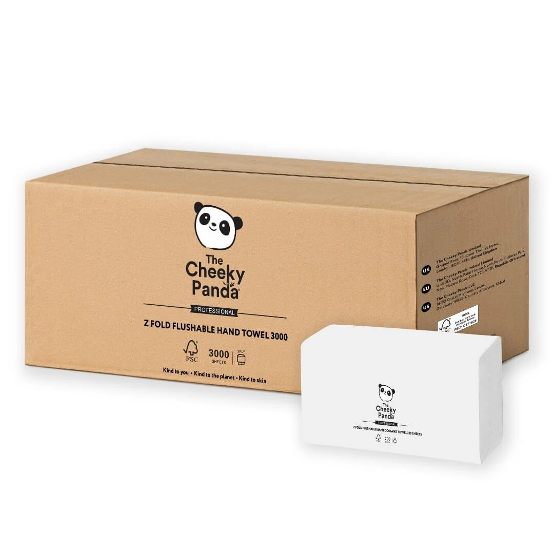 The Cheeky Panda Ltd ZHANDTW15 Folded Paper Hand Towels, 218 x 224 mm, 2, 3000 Sheets