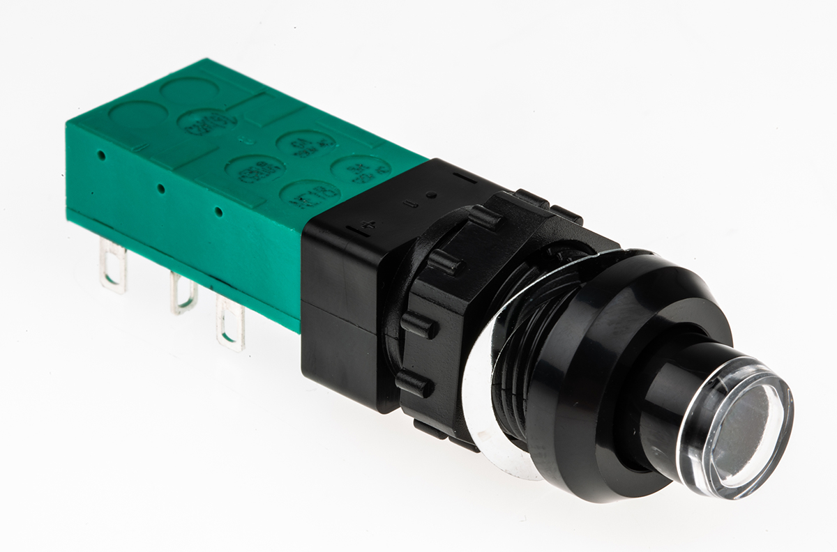 C & K NE-18 Series Push Button Switch, Latching, Panel, 14 mm Cutout, DPDT