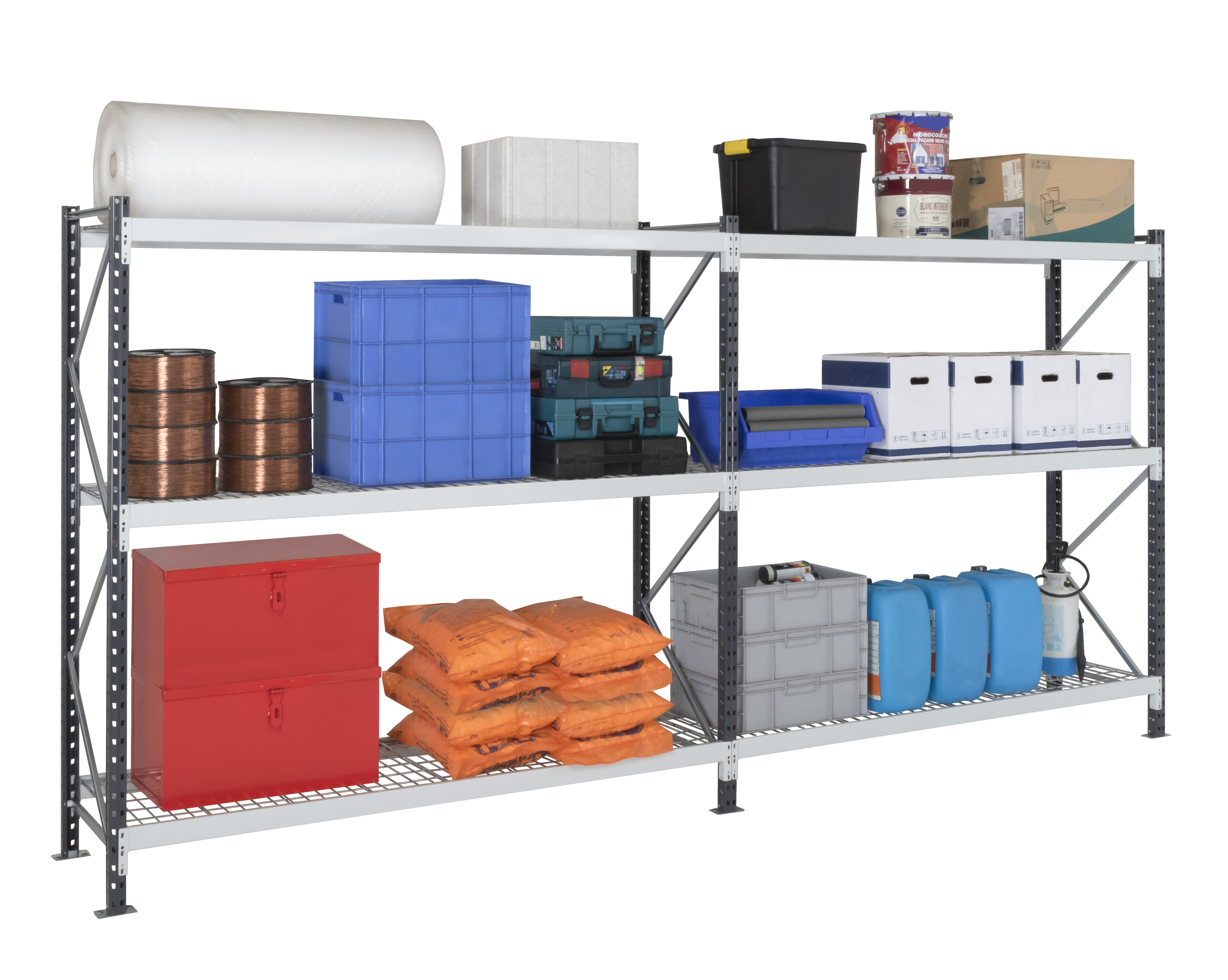zrraygril201580d2 Manorga RAL 7024 Sheet Steel Galvanised Shelving System, 2000 mm x 1500mm, 1200 mm, 4500 kg Load