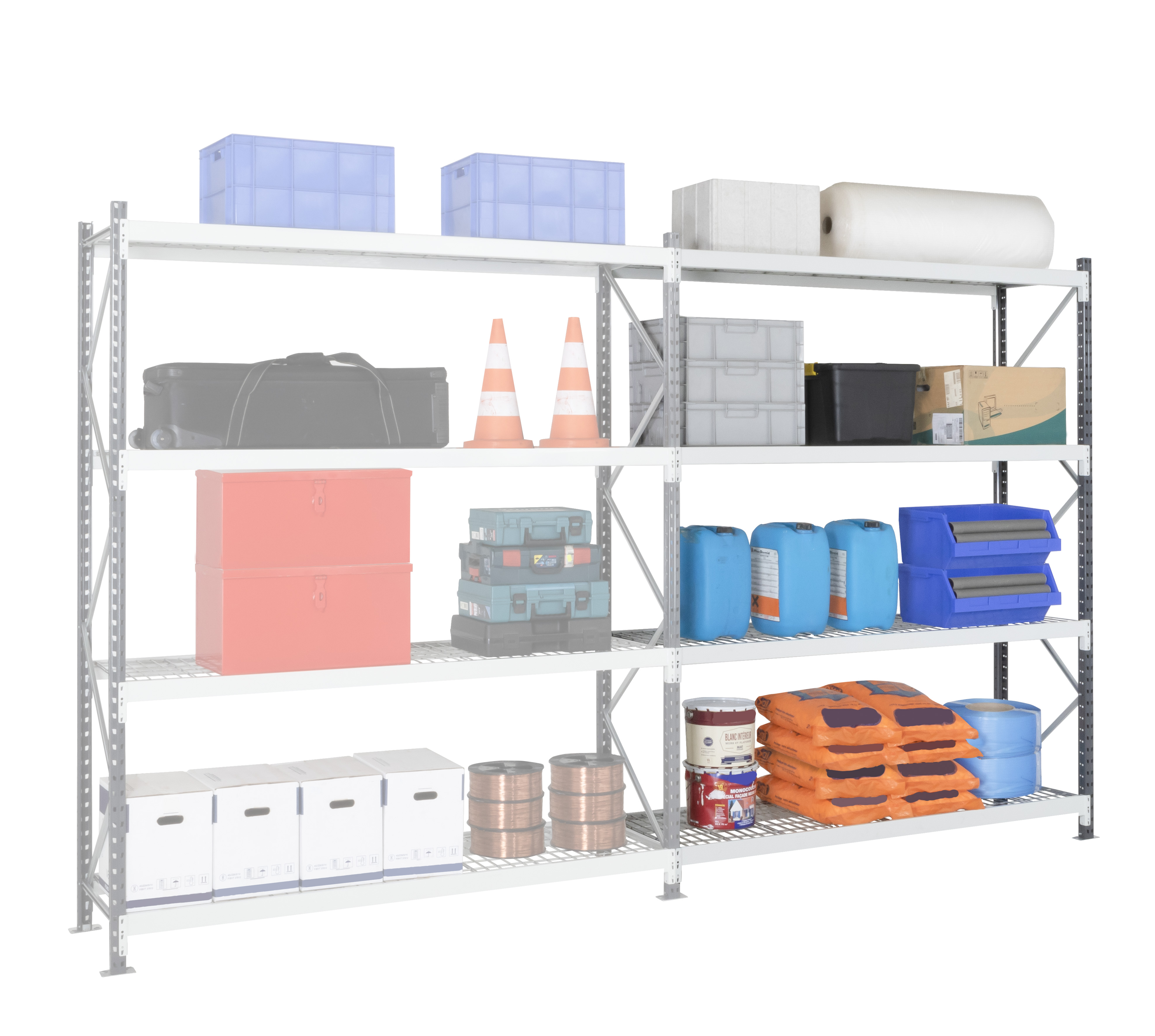 zrraygril253080s3 Manorga RAL 7024 Sheet Steel Galvanised Shelving System, 2500 mm x 2500mm, 1200 mm, 4500 kg Load
