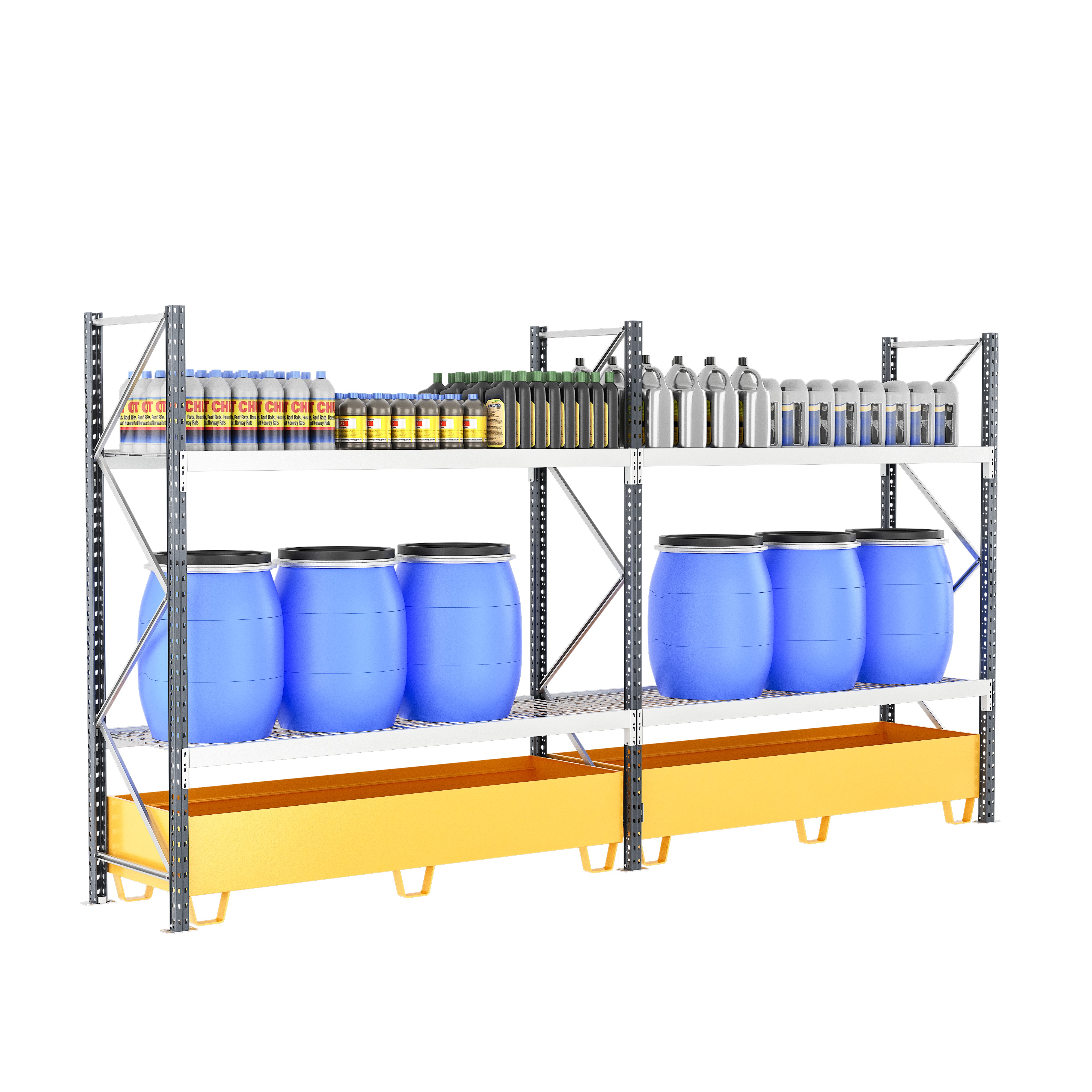 zrretbac2018802d2 Manorga RAL 7024 Sheet Steel Galvanised Shelving System, 2000 mm x 2000mm, 1200 mm, 4500 kg Load
