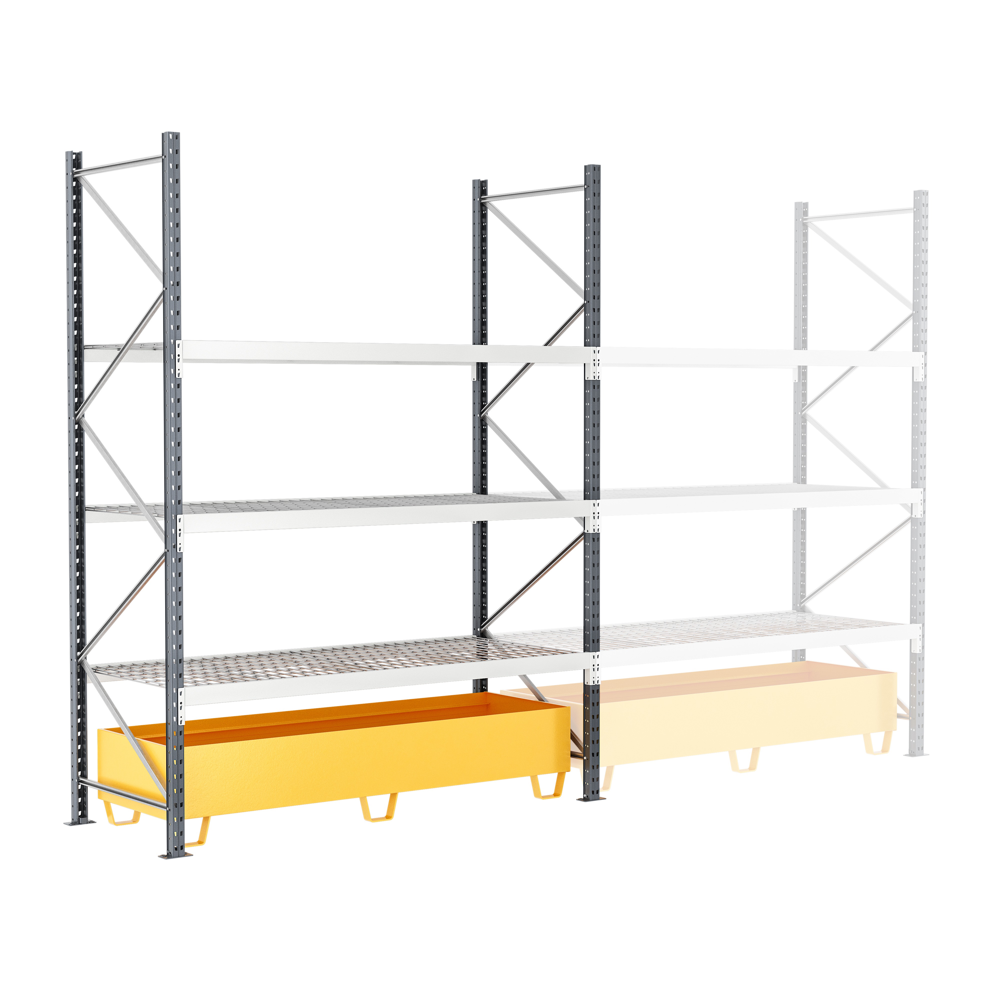 Manorga RAL 7024 Sheet Steel Galvanised Shelving System, 2500 mm x 2500mm, 1200 mm, 4500 kg Load