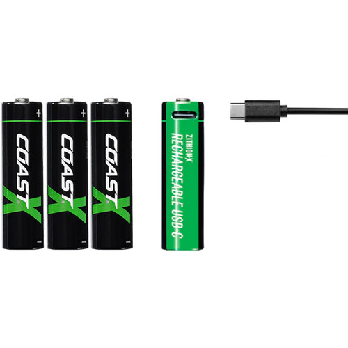Coast AA Lithium-ion AA Battery, 2.4 Ah, 1.5 V - Pack of 4