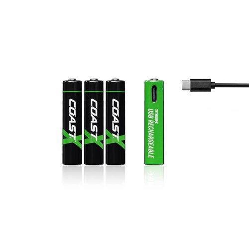 Coast AAA Lithium-ion Rechargeable AAA Battery, 750 mAh, 1.5 V - Pack of 4