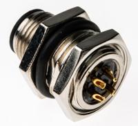 1838893-2 TE Connectivity Circular Connector, 4 Contacts, Panel, M12 Connector, Plug, Male, IP67, M12 Series