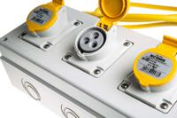 670uk1630 Scame IP44 Yellow Surface Mount Socket, Rated At 16A, 100 → 130 V