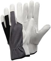 512-11 Tegera TEGERA Black, Grey, White Leather Work Gloves, Size 11