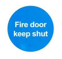 763-1838 Plastic Fire Safety Sign, Fire door keep shut With English Text