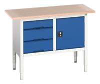 1692300311 Bott Steel Workbench, Adjustable Height, 830 → 930mm x 1250mm x 600mm