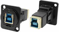 203-5570 RS PRO Straight, Panel Mount, Socket to Socket- Single Port Type B to B 3.0 IP40 Feedthrough USB Connector