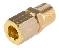 0105-08-13 Legris Brass Pipe Fitting, Straight Compression Coupler, Male R 1/4in to Female 8mm