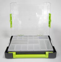767-4973 RS PRO 21 Cell Transparent, Grey, Green PP, Adjustable Compartment Box, 425mm x 375mm x 70mm