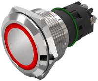 82-61522114 EAO 82 Series Illuminated Illuminated Push Button Switch, Latching, Panel Mount, 22.3mm Cutout, SPDT, Red LED, 240V,