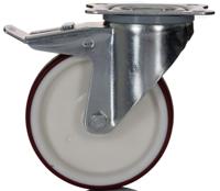3477uar125p62-red Tente Braked Swivel Castor Wheel, 300kg Capacity, 125mm Wheel