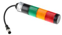69921075 Werma Kompakt 37 Series Red/Green/Yellow Buzzer Signal Tower, 3 Lights, 24 V, Base Mount, Tube