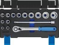 19dmu-20 Gedore 15-Piece Metric 1/2 in Standard Socket Set with Ratchet, 6 point