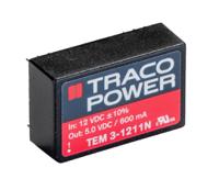 tem-3-1211n TRACOPOWER TEM 3N DC-DC Converter, 5V dc/ 600mA Output, 10.8 → 13.2 V dc Input, 3W, Through Hole, +75°C Max Temp