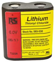 593-530 RS PRO 223 A/H, 6V Lithium Thionyl Chloride Computer Backup Power Battery