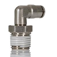 101470428 Norgren PNEUFIT 10 Series Elbow Fitting, R 1/4 Male to Push In 4 mm, Threaded-to-Tube Connection Style, 10147
