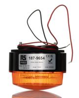 187-9654 RS PRO Amber Flashing Beacon, 10 → 100 V dc, 20 → 72 V ac, Stud Mount, Surface Mount, Xenon Bulb, IP67