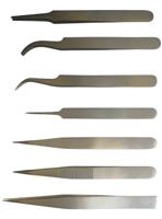 238-0742 RS PRO 120 mm, 130 mm, Low Carbon Austenitic Steel, Curved, Fine, Flat, Rounded, Tweezer Set