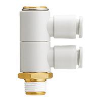 kq2vd10-03as SMC KQ2VD Series Double Branch Universal Male Elbow, R 3/8 to Push In 10 mm, Threaded-to-Tube Connection Style,